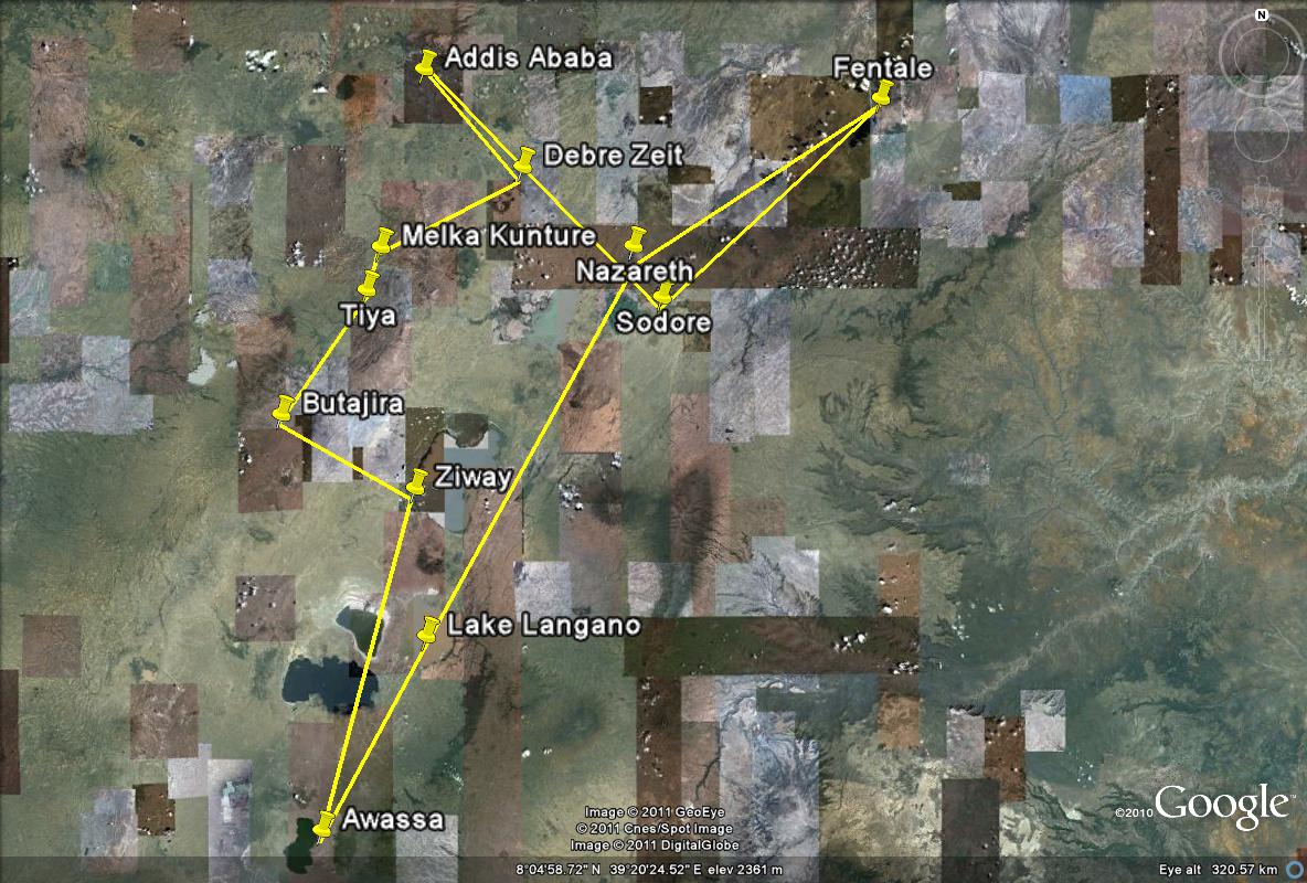 Itinerary map for fieldtrip