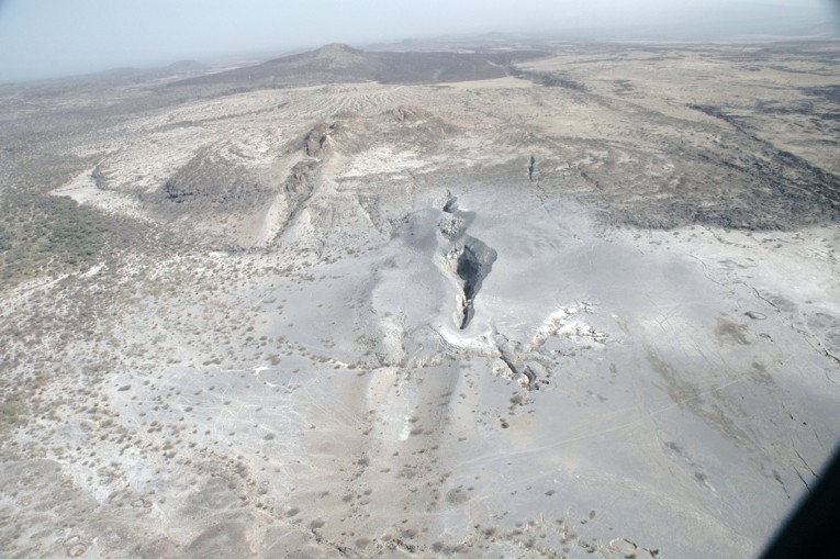 Ariel view of new volcanic vent in the Axial Volcanic Ranges