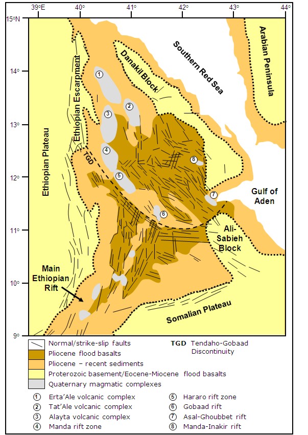 Map of the structural geology of Afar