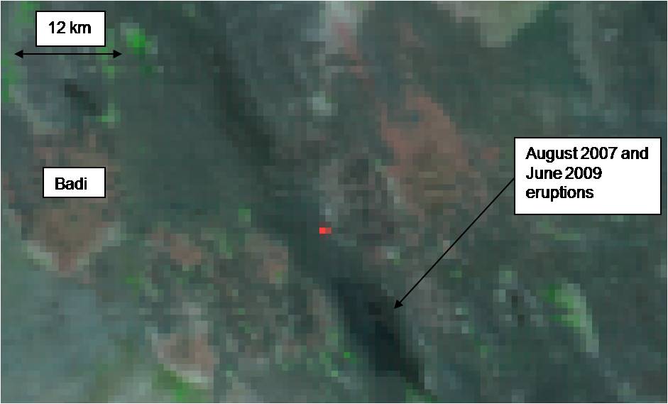 MODIS image of eruption