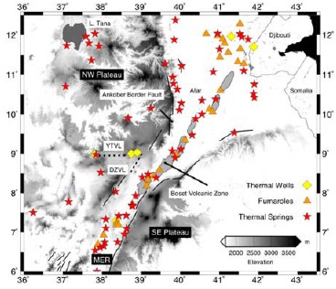 Distribution of known thermal springs