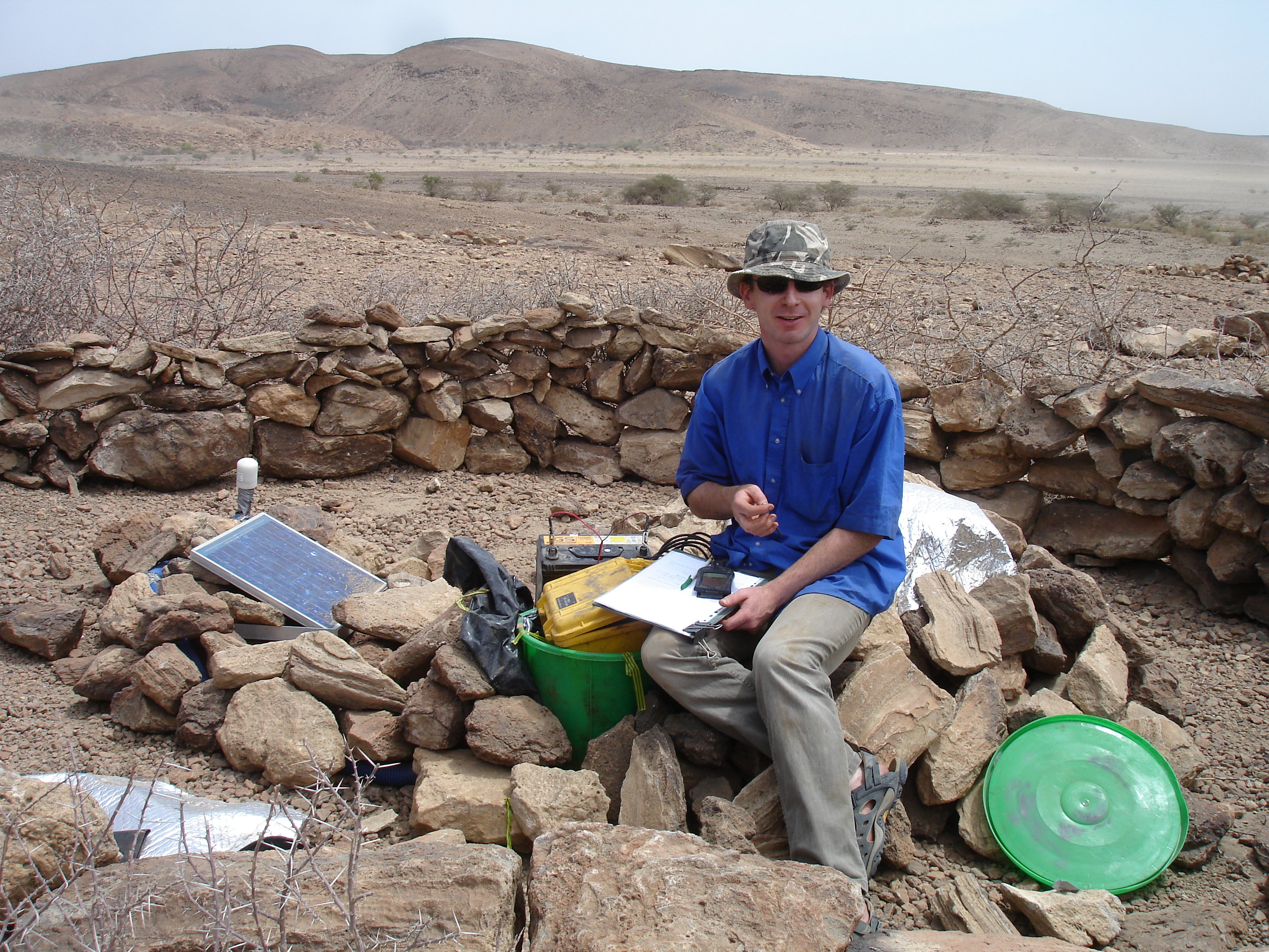 Derek Keir checking seismic instruments: hi-res