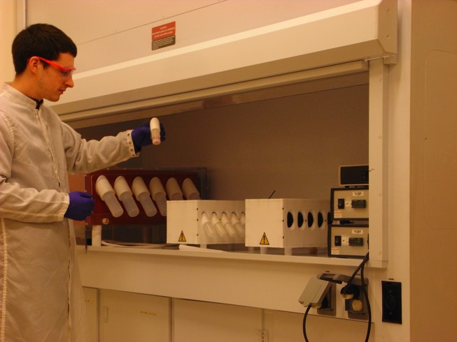 Dave Ferguson analysing samples back in the lab