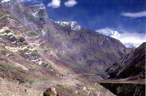 Looking up the Indus Valley towards the mountain massif of Haramosh.
