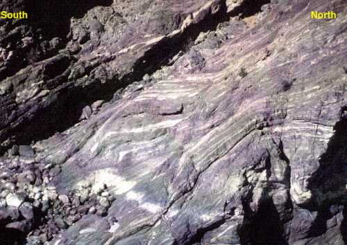 Shear band developed in strongly sheared Kohistan arc rocks.